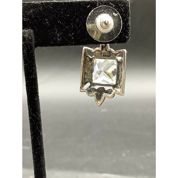 STERLING Silver 925 Antique style Glass Drop Dangle Earrings - Picture 2 of 3